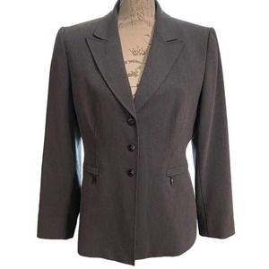 Tahari by Arthur Small Levine Womens 8P Gray Fitted Button Front Career Blazer